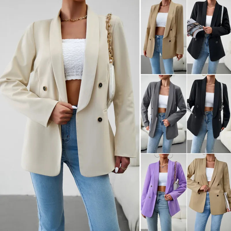 Women Chic Office Lady Long Sleeve Fashion Elegant All Match Basic Solid Temperament Vintage Streetwear Casual Coat Top