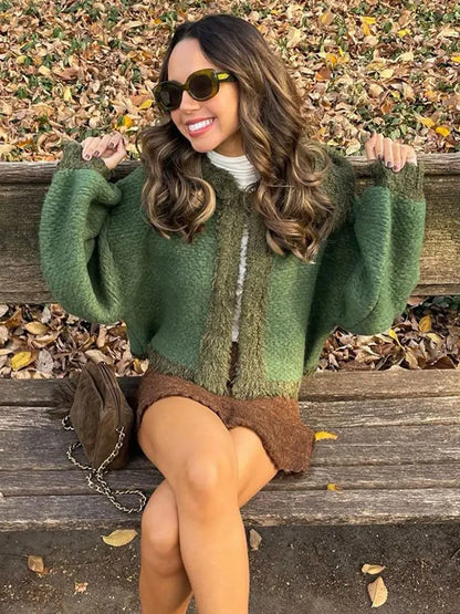 maoxiangshop -  Elegant Solid Round Neck Loose Warm Coat Women Fashion Long Sleeve Soft Thick Jackets Winter Chic Office Ladies Overcoat