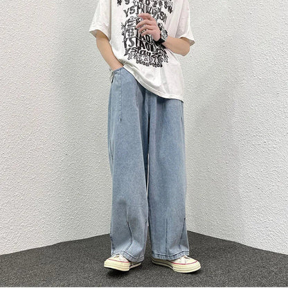 maoxiangshop Men Wide Leg Jeans Loose Straight Baggy Denim Pant Men's Women's Streetwear Skateboard Pants Oversized Hip Hop Casual Trousers