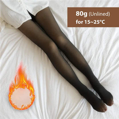 maoxiangshop Winter Warm Tights Pantyhose Women Fleece Socks High Waist Thermal Stocking Insulated Pants Fake Translucent Leggings Tights