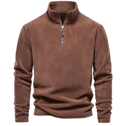 maoxiangshop Autumn Winter New Warm Polo Shirts Men's Lamb Wool Sweatshirt Standing Neck Half Zip Long Sleeve Fashion Versatile Men Tees Tops