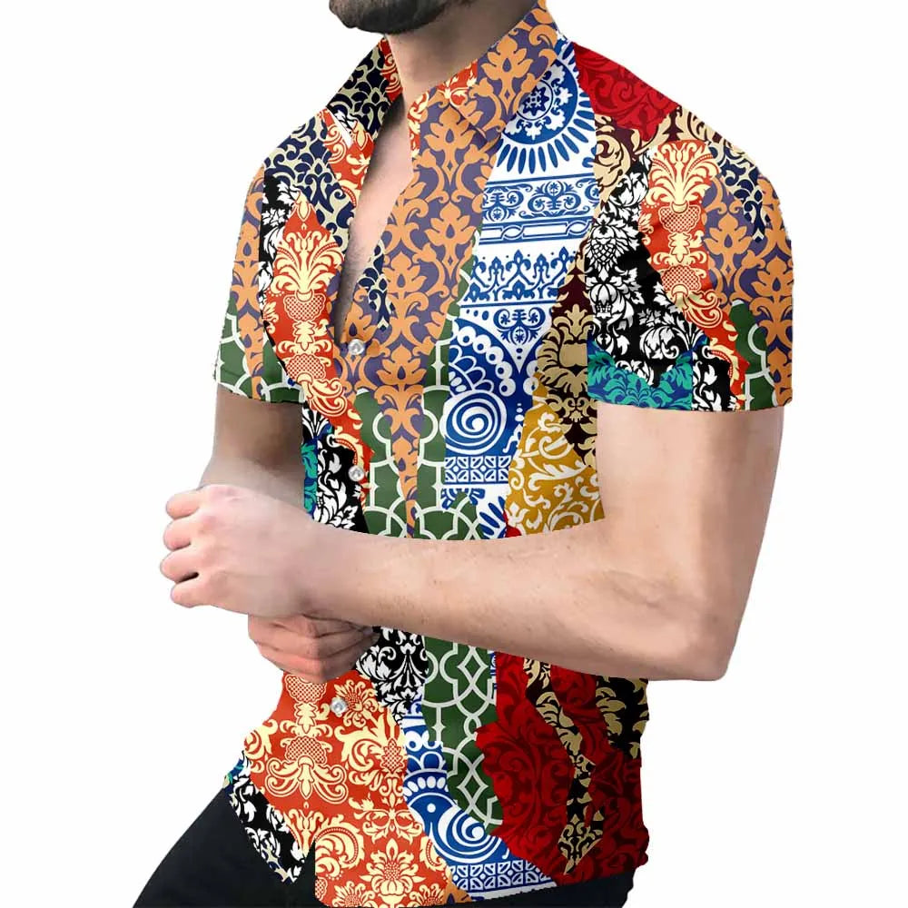 maoxiangshop 3D printed men's shirt New high quality Hawaiian Baroque short sleeve tops