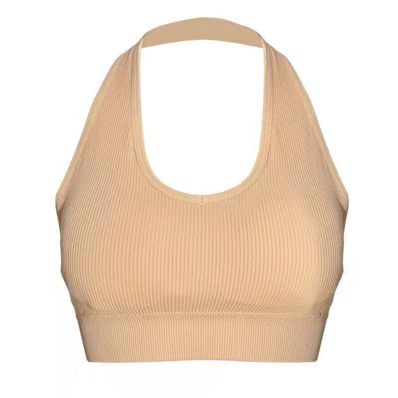 Fashion Sexy Halter Backless Bra Camisole for Women Wire Free Sport Bra Top Suspenders Solid Crop Tops Shockproof Vest Lingerie