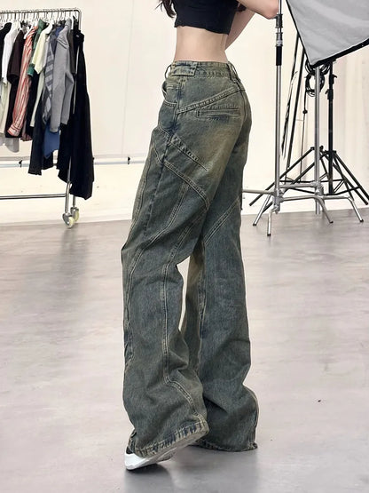 maoxiangshop2 New Design Denim Wide Leg Pants High Waist Fashion Full Length Jeans Show Thin Classical Trousers Korean Retro Trend Streetwear