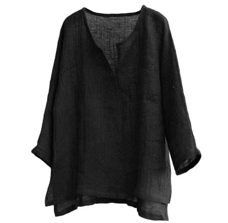 maoxiangshop New Men's Summer Spring Long Sleeve Loose Shirt Solid Color Casual Long Sleeve Cool Shirt Vn-eck Tops Size S-5XL
