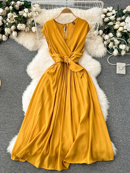 maoxiangshop Women Green Hollow Out Maxi Dress Solid Fashion Sleeveless Backless Female Dresses Elegant Casual Ruched Long Dress Summer