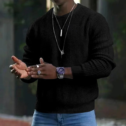 maoxiangshop Pure Color Waffle The Hood Sweater Men's Spring and Autumn New Sports Fashion White Black Casual Loose Turtleneck