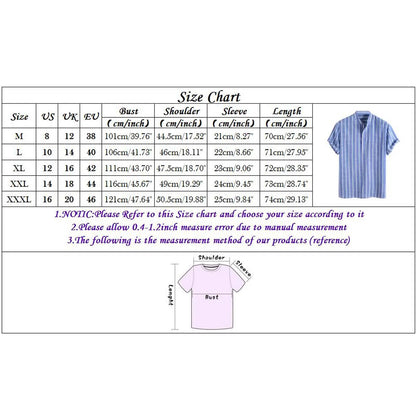maoxiangshop Summer Blouse Male Casual Stripe Printing Shirt Short Sleeve Stand Collar Blouse Tops For Mens Outdoor Beach Shirts рубашка