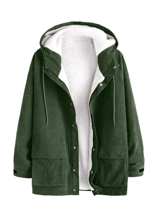 maoxiangshop Jacket for Men Faux Fur Fluffy Corduroy Hooded Coats Solid Raglan Sleeve Jackets Fall Winter Streetwear Warm Outerwear