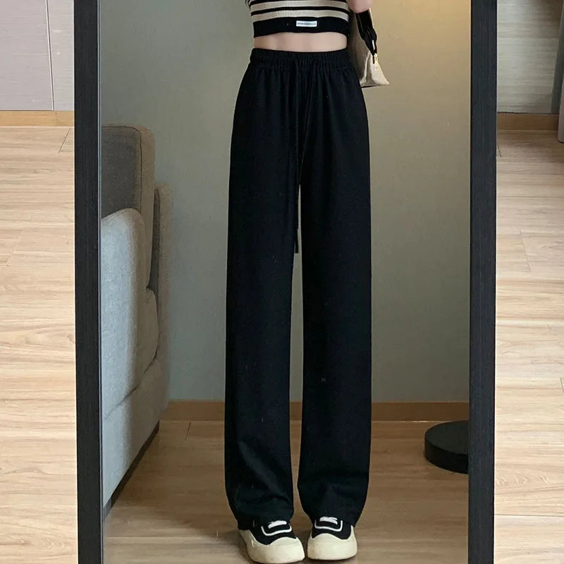 maoxiangshop New Spring and Autumn High Waist Fashion Korean Straight Leg Pants for Women's Casual Loose Versatile Trendy Wide Trousers