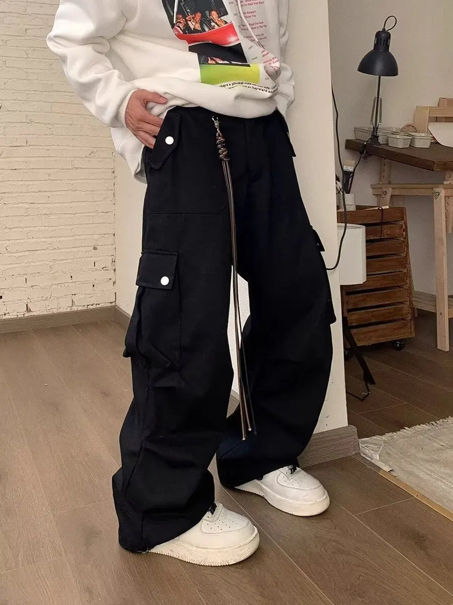 maoxiangshop Wide Cargo Pants Men Baggy Oversize Cargo Trousers Male Oversize  Loose Casual Streetwear Hip Hop Pocket Spring