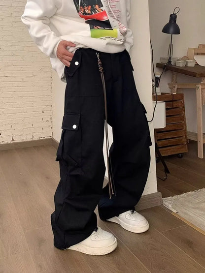 maoxiangshop Wide Cargo Pants Men Baggy Oversize Cargo Trousers Male Oversize  Loose Casual Streetwear Hip Hop Pocket Spring