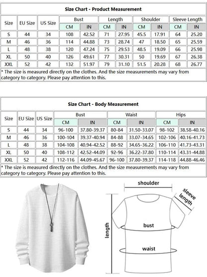 maoxiangshop Men's Long Sleeves T-shirt Minimalist Checkered Jacquard Textured Round Neck Tees Solid Streetwear Loose Tops Z5104682