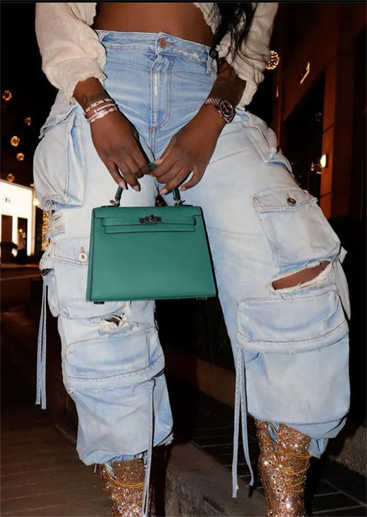 maoxiangshopY2K Women Korean Vintage Streetwear Baggy Ripped Jeans High Waiste Straight Wide Leg Pants Cargo Denim Trousers Grunge Clothes