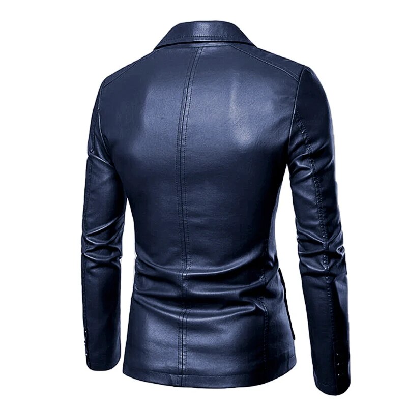maoxiangshop New Autumn Winter Leather Jacket Men Fashion Motorcycle Jacket Biker Coats Mens Smart Causal Pu Leather Blazers Jacket Suit Coat