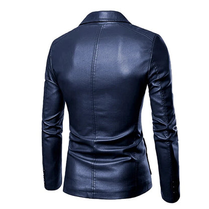 maoxiangshop New Autumn Winter Leather Jacket Men Fashion Motorcycle Jacket Biker Coats Mens Smart Causal Pu Leather Blazers Jacket Suit Coat
