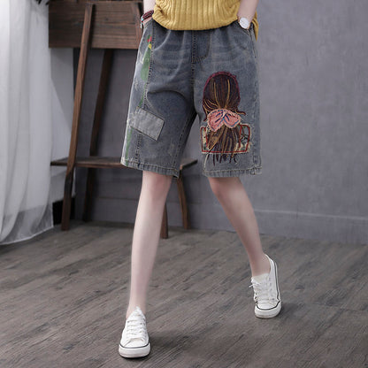 Cropped Trousers Shorts Women's Denim Korean Fashion Oversize Pants Jeans Skirt Bottoms Baggy Urban Cyber Y2k Street Wear Jean