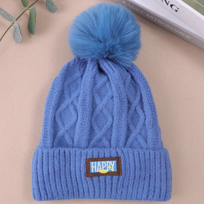 maoxiangshop thicken Fur Pom Knitted Beanies Hat Female Plush Winter Fleece-lined Warm Hats for Women Girl's Outdoor Woolen Thermal Gorro Cap