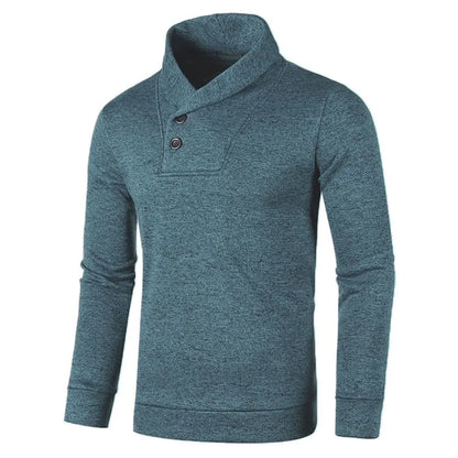 maoxiangshop Sweatwear Half Turtleneck Mens Sweaters Button Neck Solid Color Warm Slim Thick Sweatshirts Winter Pullover Men