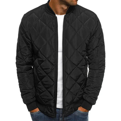 maoxiangshop Winter New Cotton Jacket Men's Baseball Collar Mesh Pressed Lightweight Cotton Jacket Vintage Flight Casual Long Sleeve