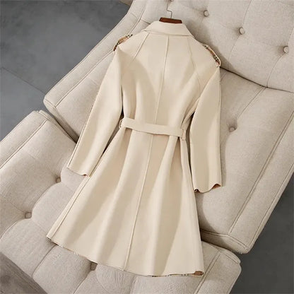 Spring Women's Trench Coat New Long Suede Jacket Korean Version Of Long-sleeved Fashion Temperament Popular Top Trend