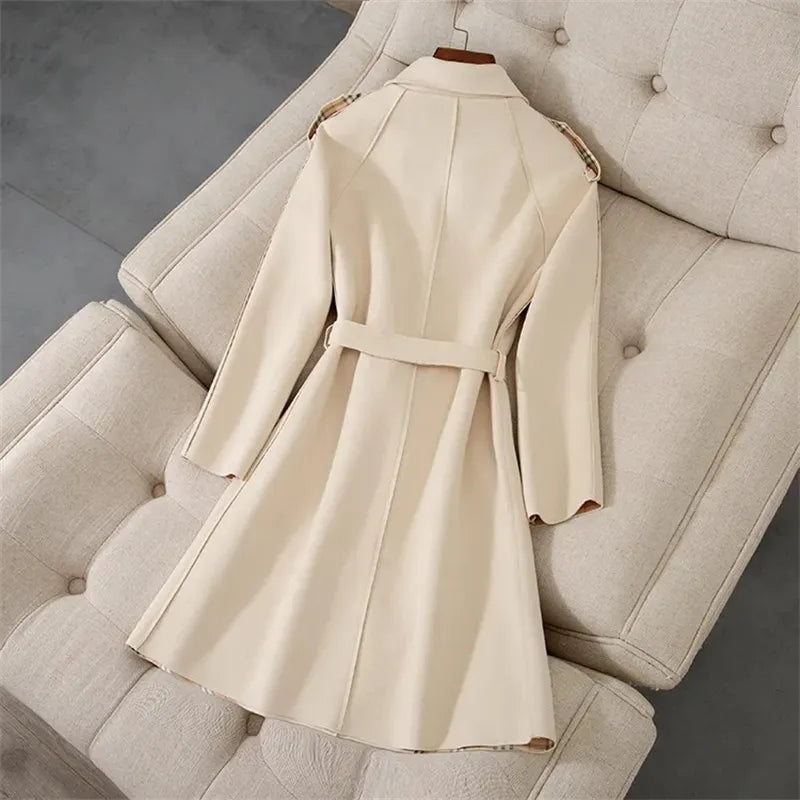 Spring Women's Trench Coat New Long Suede Jacket Korean Version Of Long-sleeved Fashion Temperament Popular Top Trend
