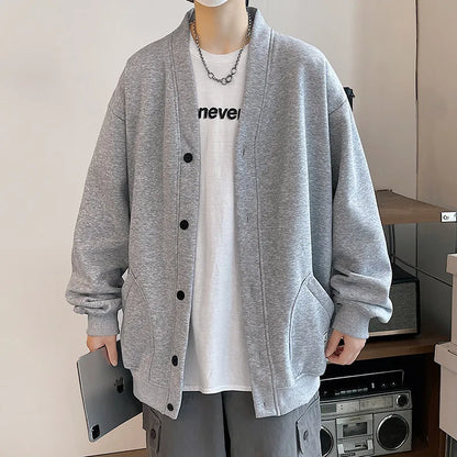 maoxiangshop New Solid Fashion Cardigan Men's Knit Winter Coats Business Casual Jackets Male Tops Man Coat Size M-5Xl Knitwear 2 Colors