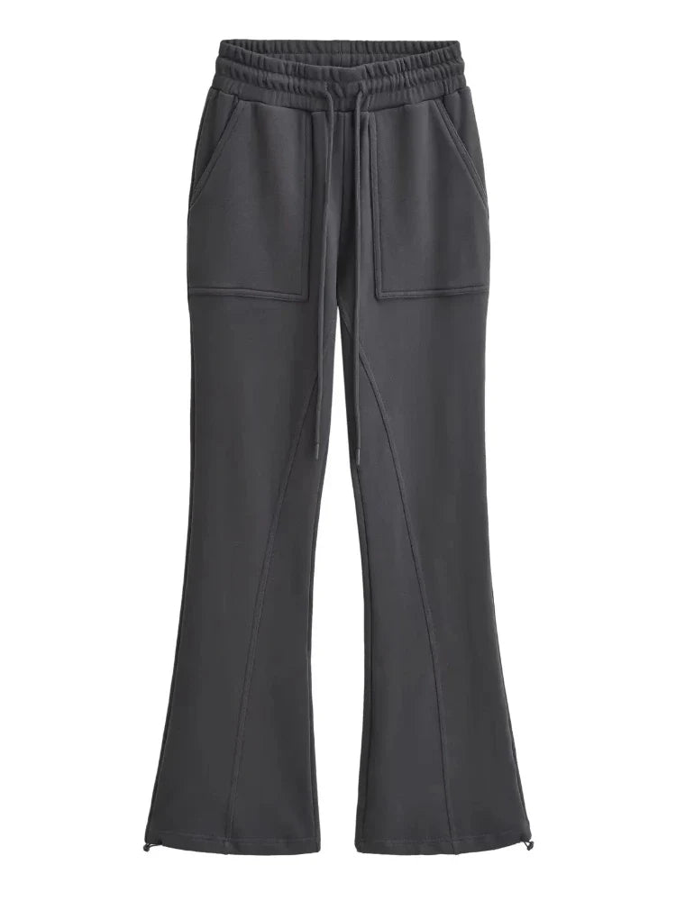 maoxiangshop -  Lace Up Loose Cargo Pants Women High Waist Fashion Pocket Baggy Sweatpants Women's Solid Streetweat Woman Autumn New