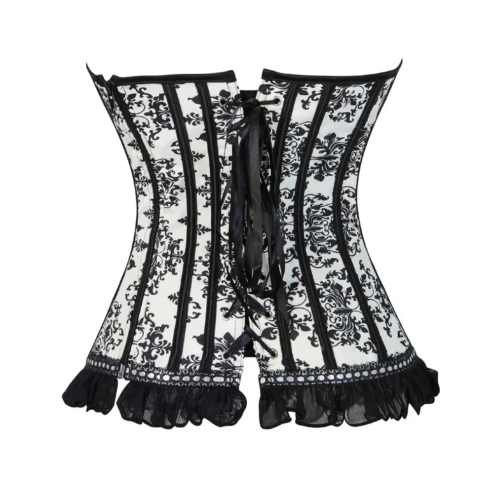 maoxiangshop  -  Women's Bustiers Corsets Lace Flower Print Corset with Halter straps Brocade Gothic Sexy Lingerie Top Vintage Victoriano Bustier