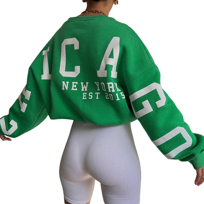 Combhasaki Women Y2K Grunge Loose Pullover Sweatshirts Letter Print Casual Thickened Long Sleeve Tops Autumn Hoodie Streetwear