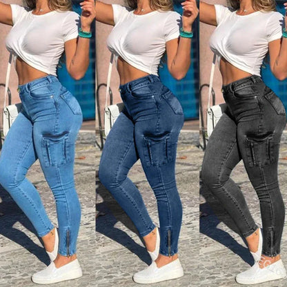 maoxiangshop Women Leggings Jeans Work Elastic 2024 Pants High Waist Bodycon Peach Hip Slim Shaping Jeans Pencil Denim Trousers Casual