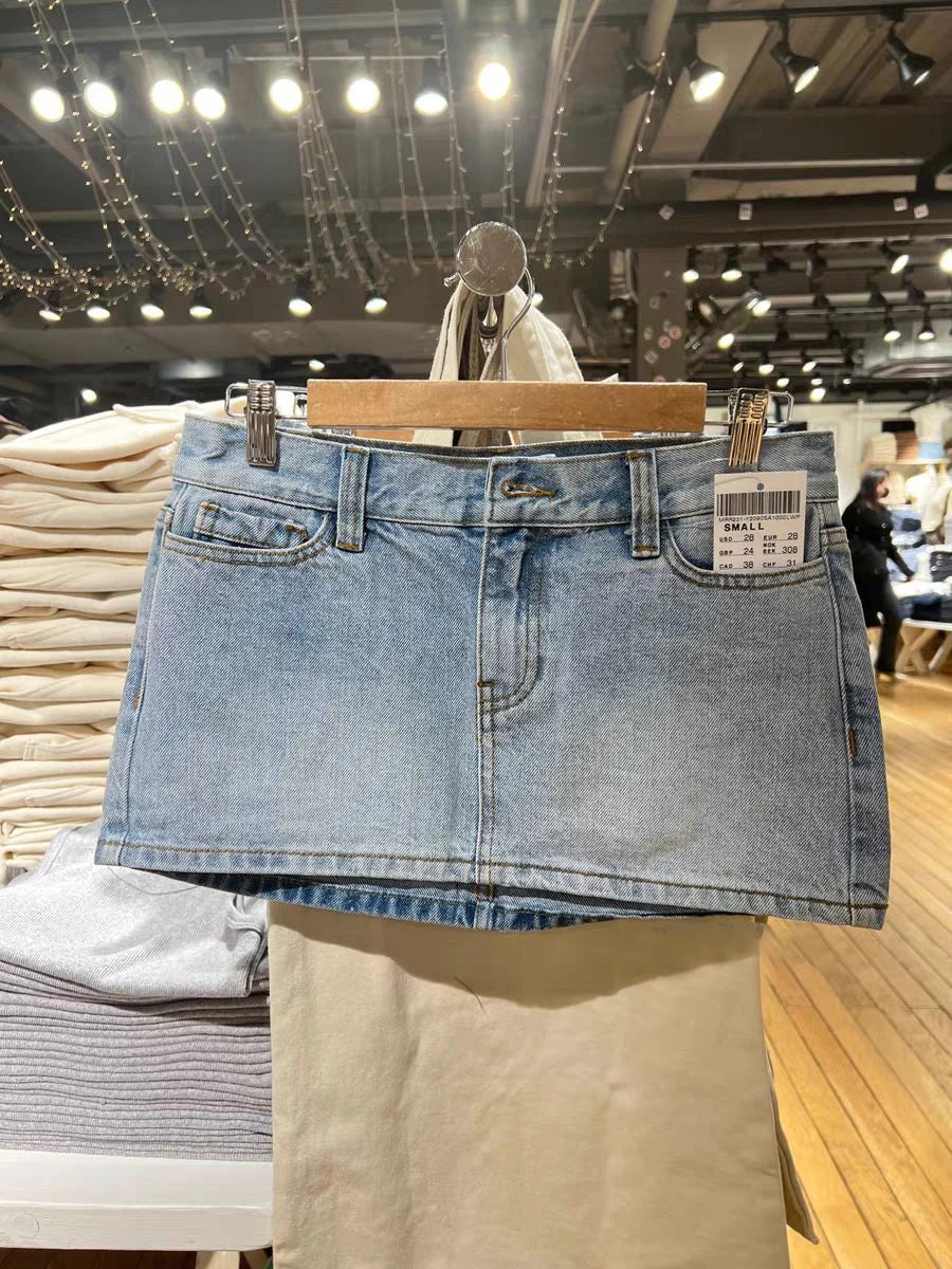 American Vintage Denim Mini Skirts Women Summer Fashion High Waist Straigth Short Faldas Casual Fashion Streetwear Cotton Skirt