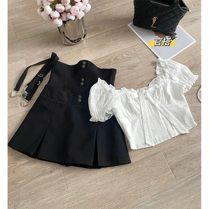 autumn Black Bodycon Dress Women Even Party Y2k Min Dress Korean Fashion 2 Piece Dress Sets Fashion Suits Chic Y2k Crop Top