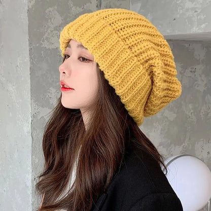 maoxiangshop Winter Warm Hats  Men Hats Solid Color Hip Hop Unisex Female Beanies for Women Casual Stacking Knitted Bonnet Caps