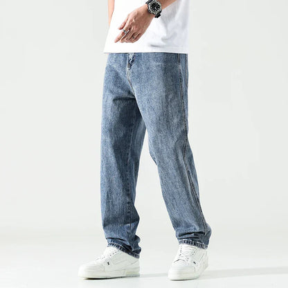 maoxiangshop Baggy Pants Men Wide Leg Jeans Light Blue Straight Cut  Loose Fit Men's Clothing Oversize Jeans Men Kpop Jeans Quality New