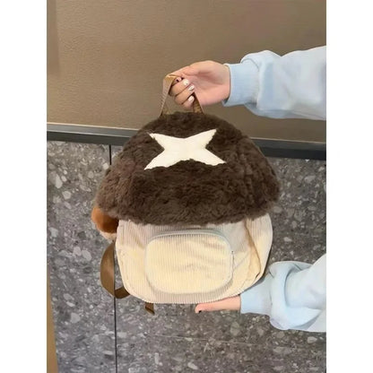 maoxiangshop  -  2024 New Cartoon Mushroom Backpack Autumn Winter Anime Plush Cute Doll Bag Christmas Gift Cute Anime Backpack