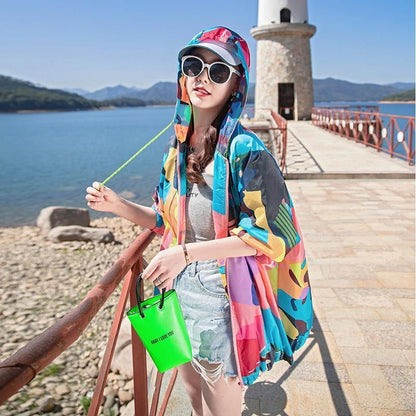 maoxiangshop Female Summer New Camouflage Thin Sun Protection Clothing Women Short Anti-Ultraviolet Korean Sun Protection Clothing
