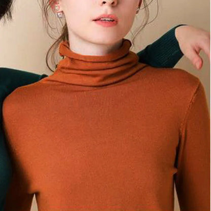 Autumn Winter Sweater Turtleneck Slim Fit Basic Pullovers 2023 Fashion Korean Knit Tops Bottoming Womens Sweater Stretch Jumpers