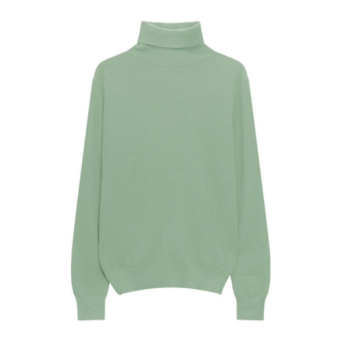 maoxiangshop Winter High Quality Wwomen's Wool Sweater Solid Color High-neck Pullover Long-sleeved Knit Top