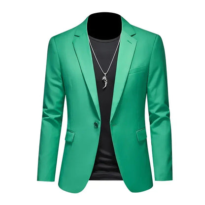 maoxiangshop Fashion Men's Business Casual Blazer White Red Green Black Solid Color Slim Fit Jacket Wedding Groom Party Suit Coat M-6XL