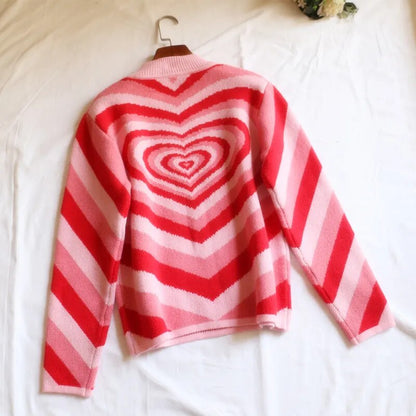maoxiangshop All My Heart Jumper Mock Neck Knitted Pullover Sweater Women e-Girl y2K 90s Aesthetic Clothes