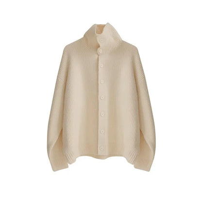 maoxiangshop Winter Clothing Men's Luxury Knitted Jacquard Turtleneck Cardigan Sweatercoat Long Sleeve Casual Buttons Solid Color Coat