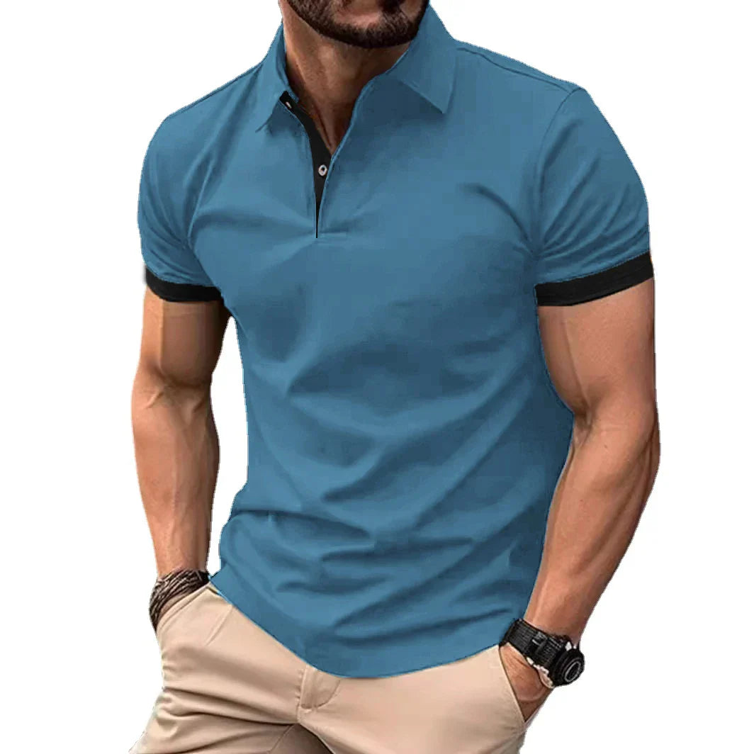 maoxiangshop Summer Men Polo Shirts Men Short Sleeve Shirt Contrast Color Lightweight Streetwear Casual  Lapel Collar Tops