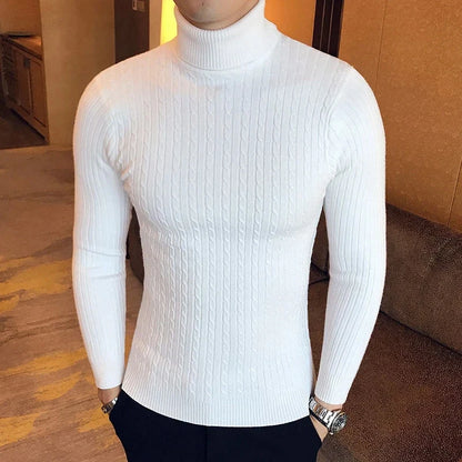 maoxiangshop Autumn Winter Turtleneck Pullovers Warm Solid Color Men's Sweater Slim Pullover Men Knitted Sweaters Bottoming Shirt
