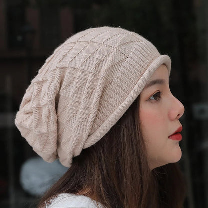 maoxiangshop Winter Knitted Beanies Hat for Women Baggy Slouchy Solid Wool Cap Fashion Outdoor Warm Bonnet Hoods Female Snow Ski Warmer Gorra