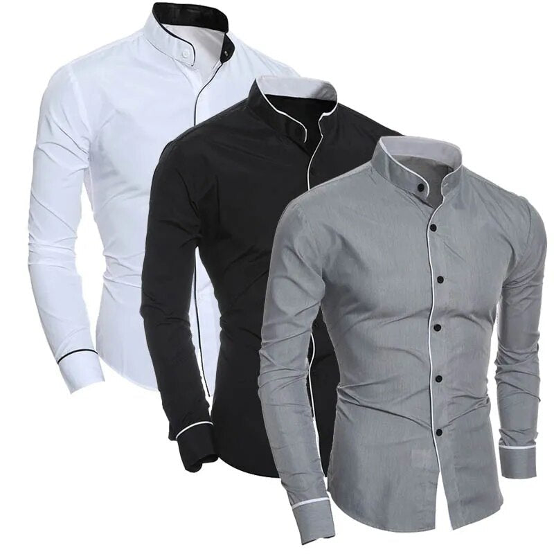 maoxiangshop Men Luxury Casual Formal Shirt Slim Fit Long Sleeve White Shirt Male Comfortable Social Dress Shirts Brand Mens Clothing