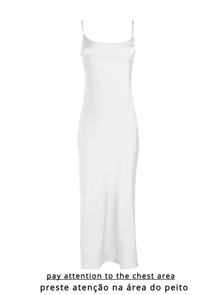 Pink Camis Satin Long Dresses Elegant Sleeveless Slip Holiday Party Dresses Sexy Casual Backless Summer Dresses Women