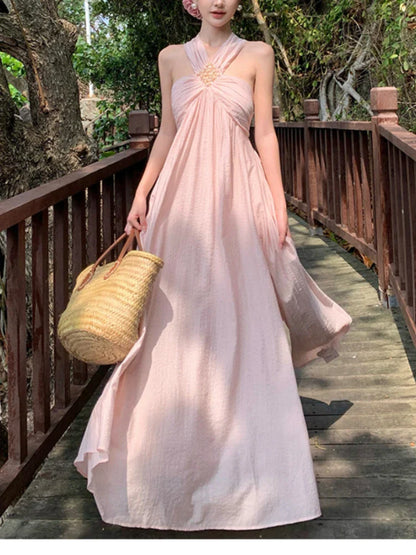 Y2k Vintage Chic French Style Midi Dress Women Princess Elegant Sweet One Piece Dress Female High Street Slim Dress Summer