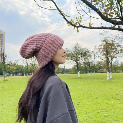 maoxiangshop Winter Unisex Wool Hat Loose Big Head Circumference Knitted Hats Women's Korean Warm Oversized Skullies Beanies Christmas Gift