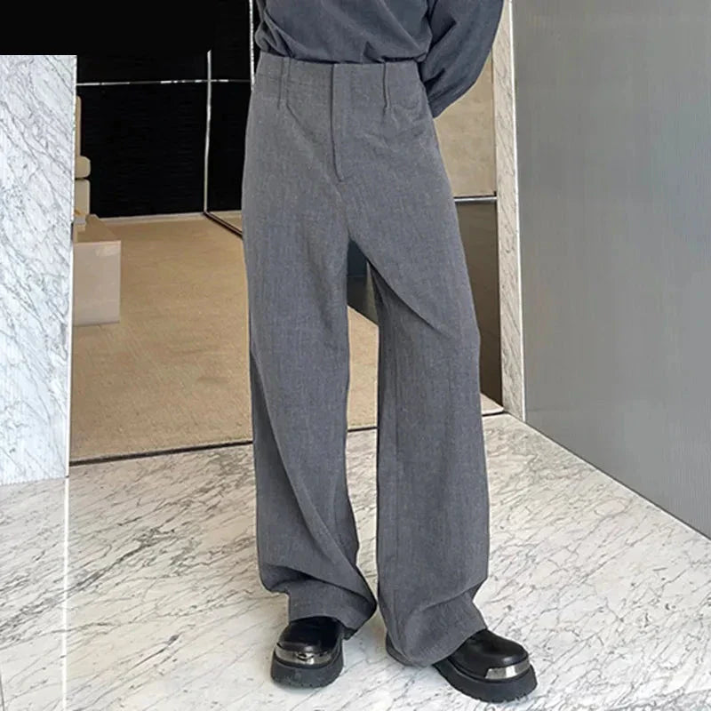 maoxiangshop WELL DRESSED MEN Men Irregular Pants Solid Color Joggers Streetwear Loose Pleated Male Straight Trousers Casual Long Pants S-5XL